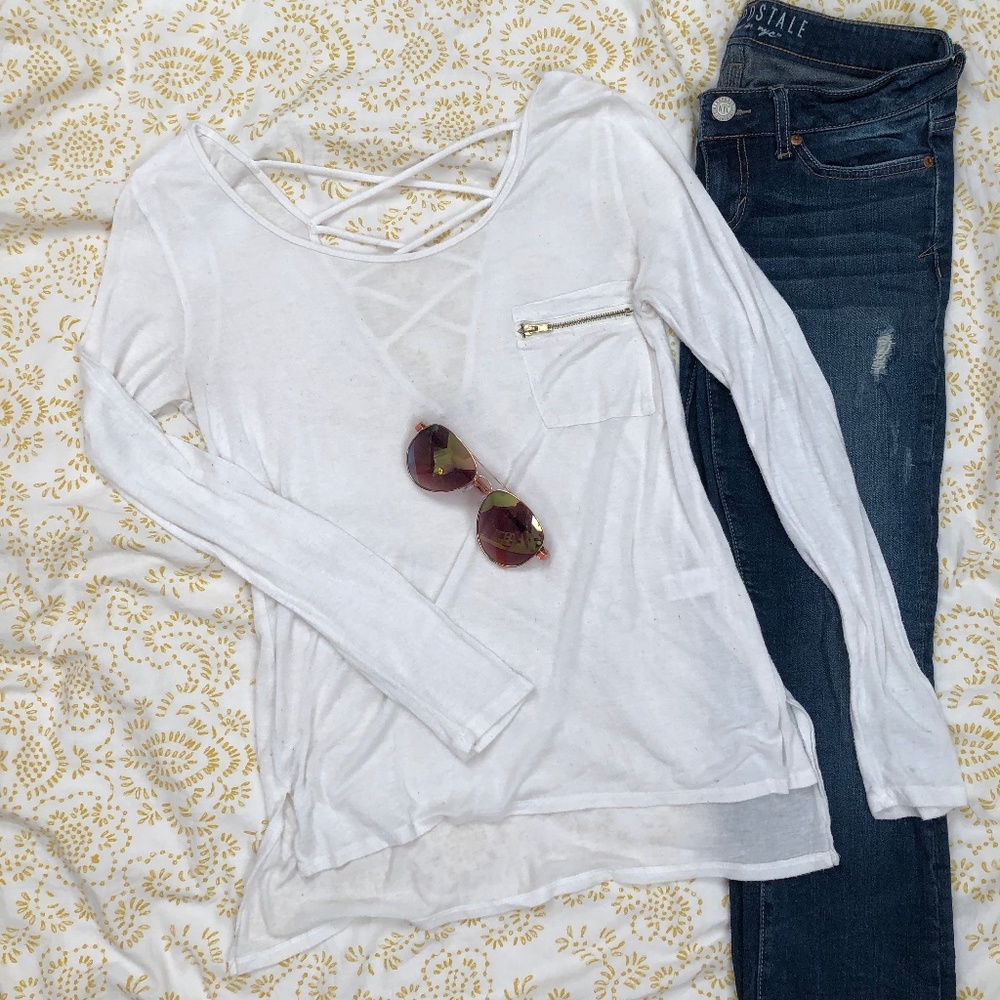 Long sleeve cotton shirt with a front gold zipper